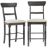 Progressive Furniture Muse Ladder-Back Counter Chair (2Ctn), Upholstered, Weathered Pepper