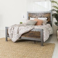 New Rustic Queen Industrial Wood And Metal Bed-Includes Head And Footboard