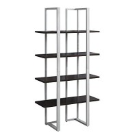 Monarch Specialties Bookcase-60 H Silver Metal, Cappuccino