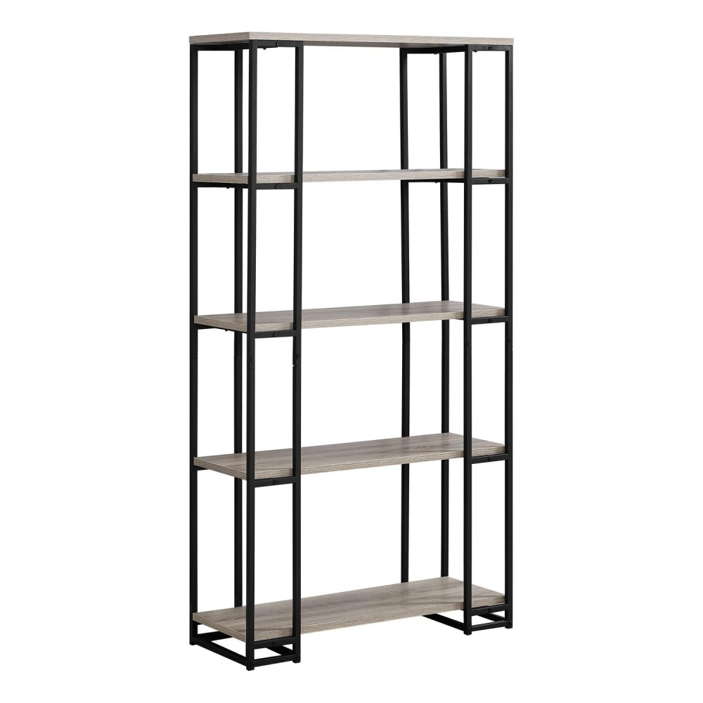 Monarch Specialties I Bookcase-60 H Black Metal, Dark Taupe