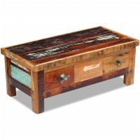 Vidaxl Coffee Table Drawers Solid Reclaimed Wood 35.4X17.7X13.8