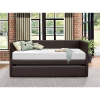 Homelegance Adra Pu Leather Upholstered Daybed With Trundle, Twin, Dark Brown