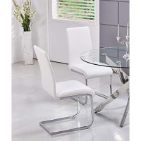 Best Master Furniture Mirage Faux Leather Parson Dining Chair, Set Of 2, White