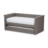 Baxton Studio Alena Fabric Daybed With Trundle In Light Gray
