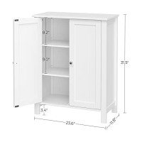 Vasagle Bathroom Floor Storage Cabinet With Double Door Adjustable Shelf, 23.6 X 11.8 X 31.5 Inches White Ubcb60W