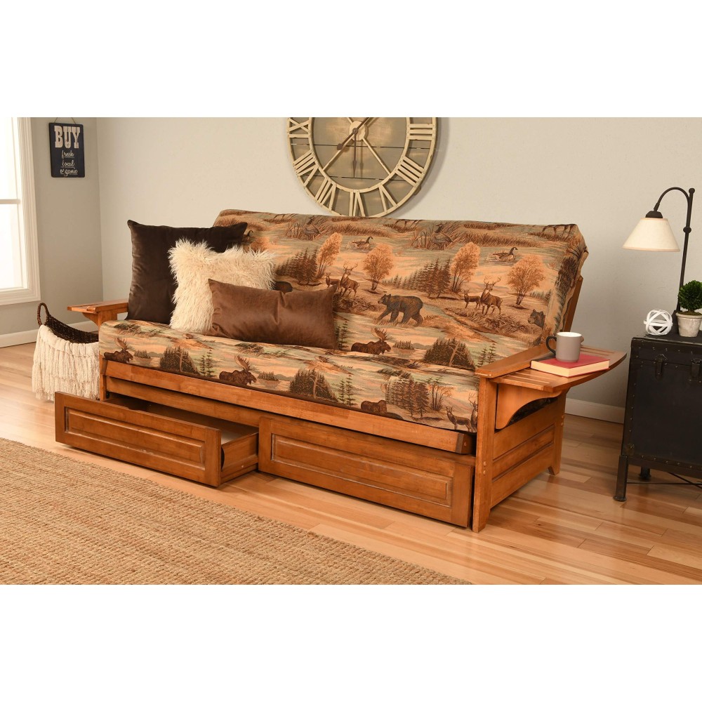 Kodiak Furniture Phoenix Futon With Canadian Fabric Mattress In Brownbarbados