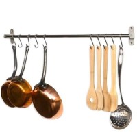 Large Brushed Stainless Flat S Hooks, Kitchen Utility Pot Pan Hanger, Clothes Storage Rack Hangers - 10 Piece Set