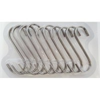 Large Brushed Stainless Flat S Hooks, Kitchen Utility Pot Pan Hanger, Clothes Storage Rack Hangers - 10 Piece Set