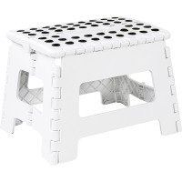 Utopia Home Folding Step Stool - (Pack Of 1) Foot Stool With 9 Inch Height - Holds Up To 300 Lbs - Lightweight Plastic Foldable Step Stool For Kids, Kitchen, Bathroom & Living Room (White)