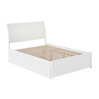 Afi Portland Full Platform Bed With Matching Footboard And Turbo Charger With Twin Size Urban Trundle In White
