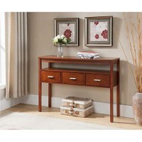 Pilaster Designs Oliver Walnut Wood Contemporary Occasional Entryway Console Sofa Table With 3 Storage Drawers