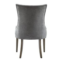 Madison Park Signature Ultra Dining Chairs Set Of 2, Swoop Arm, Curved Back Chenille Upholstery Design, Solid Wood Legs, High Desnity Foam Seat Kitchen Furniture, Dark Grey, 23.25W X 24.75D X 39H