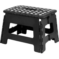 Utopia Home Folding Step Stool - (Pack Of 1) Foot Stool With 9 Inch Height - Holds Up To 300 Lbs - Lightweight Plastic Foldable Step Stool For Kids, Kitchen, Bathroom & Living Room (Black)