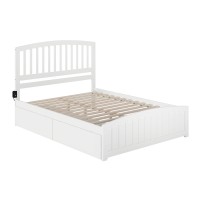 Afi Richmond Queen Platform Bed With Matching Footboard And Turbo Charger With Urban Bed Drawers In White