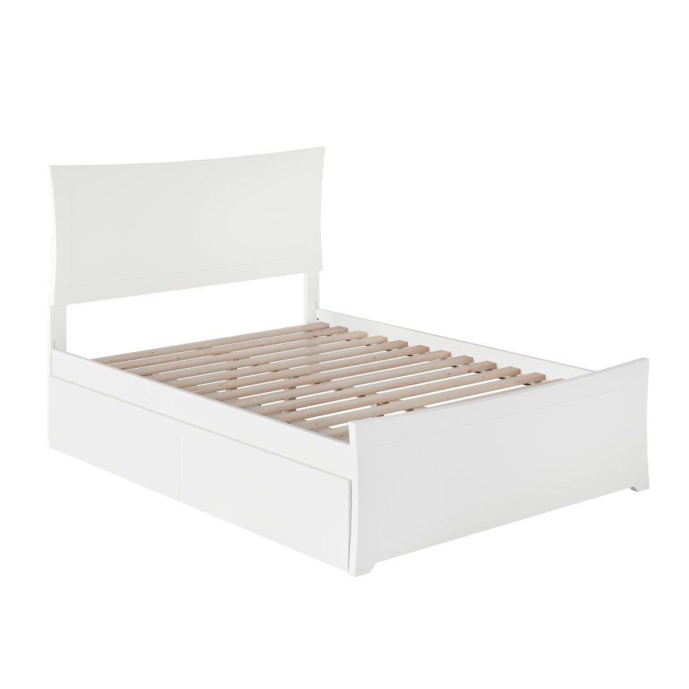 Afi Metro Full Platform Bed With Matching Footboard And Turbo Charger With Urban Bed Drawers In White