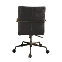 Acme Harith Leather Swivel Office Chair In Antique Ebony