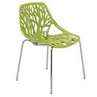 Leisuremod Forest Modern Dining Side Chair With Chrome Legs (Green)