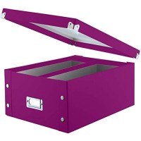 Snap-N-Store Cd & Dvd Storage Box - Pack Of 1, Double Wide, 6.1 X 10.5 X 14 Inch Disc Holder With Lid To Store Up To 330 Discs - Berry