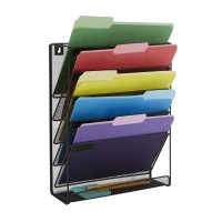 Mind Reader Magstackmstacked Wall Mounted Document Holder, Paper, File Tray, Office Organizer, 6 Compartment, 12.75 (L) X 4.25 (W) X 16 (H) Inches, Black 6 Comp