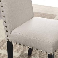 Biony Tan Fabric Counter Height Stools With Nailhead Trim, Set Of 2