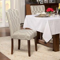 Homepop Parsons Classic Upholstered Accent Dining Chair, Set Of 2, Pewter Grey And Lattice Cream