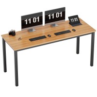 Need 63 Inch Large Computer Desk - Modern Simple Style Home Office Gaming Desk, Basic Writing Table For Study Student, Black Metal Frame, Teak