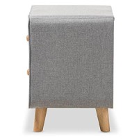 Baxton Studio Jonesy 2 Drawer Fabric Upholstered Nightstand In Gray