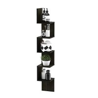 Furinno Rossi 3-Tier Set Of 2 Wall Mount Floating Corner Square Shelf, Espresso
