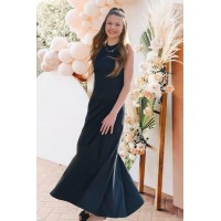 Styleword Women'S 2023 Black Formal Cocktail Dresses Summer Maxi Wedding Guest Halter Long Evening Dress (Black,S)
