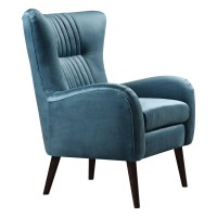 Uttermost Dax Teal Blue Velvet Tufted Accent Chair