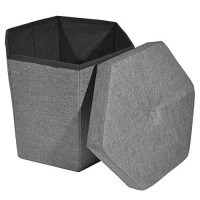 Achim Home Furnishings Collapsible Storage Hexagon - Grey Linen 15X15X15