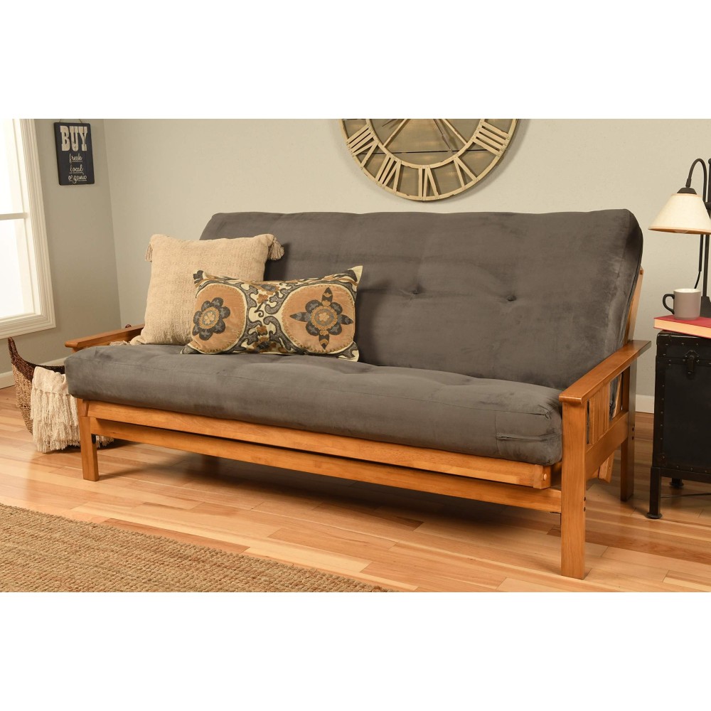 Kodiak Furniture Monterey Futon Set No Drawers With Butternut Base And Suede Grey Mattress