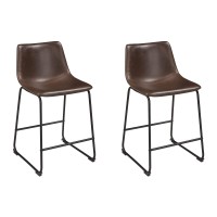 Signature Design By Ashley Centiar 24 Counter Height Modern Bucket Barstool 2 Count, Brown