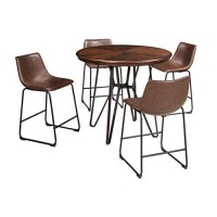 Signature Design By Ashley Centiar 24 Counter Height Modern Bucket Barstool 2 Count, Brown