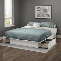 South Shore Gramercy Fullqueen Platform Bed (5460) With Drawers, Pure White