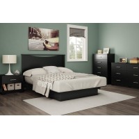 South Shore Gramercy Full/Queen Platform Bed (54/60'') With Drawers, Pure Black