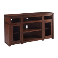 Signature Design By Ashley Harpan Traditional Tv Stand Fits Tvs Up To 70, 3 Adjustable Shelves, 2 Storage Cabinets, Brown