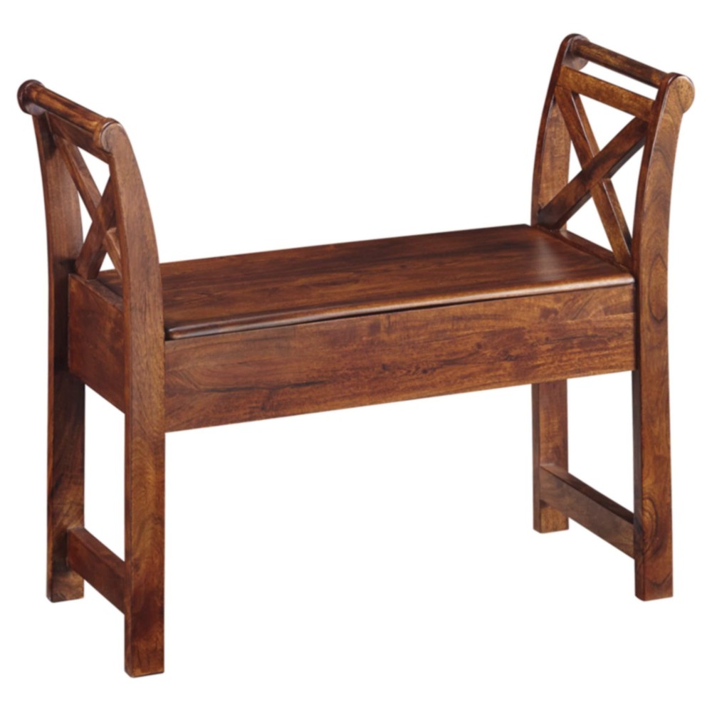 Signature Design By Ashley Abbonto Traditional Accent Bench With Hidden Storage Under Seat, Brown