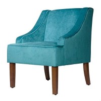 Homepop Swoop Arm Living-Room-Chairs, Velvet Teal
