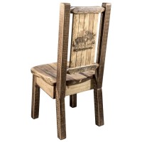 Montana Wooodworks Homestead Collection Side Dining Chair With Laser Engraved Moose Design, Stain & Lacquer Finish