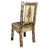 Montana Wooodworks Glacier Country Collection Side Dining Chair With Laser Engraved Pine Tree Design
