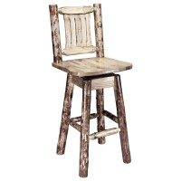 Montana Woodworks Glacier Country Collection Counter Height Barstool With Back & Swivel