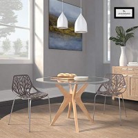 Leisuremod Forest Modern Dining Chair With Chromed Legs Set Of 2 (Taupe)