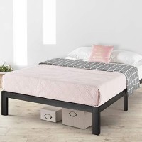 Mellow Rocky Base E 14 Platform Bed Heavy Duty Steel Black, W/Patented Wide Steel Slats (No Box Spring Needed) - Queen