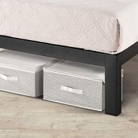 Mellow Rocky Base E 14 Platform Bed Heavy Duty Steel Black, W/Patented Wide Steel Slats (No Box Spring Needed) - Queen