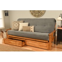 Kodiak Furniture Monterey Futon Set With Storage Drawers With Butternut Base And Marmont Thunder Mattress