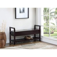 Roundhill Furniture Vannes Espresso Storage Shoe Bench