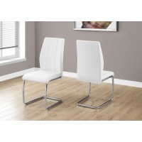 Monarch Specialties 2 Piece Dining Chair-2Pcs/ 39 H/White Leather-Look/Chrome, 17.25 L X 20.25 D X 38.75 H