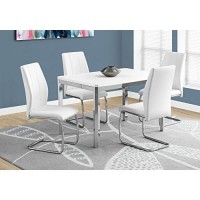 Monarch Specialties 2 Piece Dining Chair-2Pcs/ 39 H/White Leather-Look/Chrome, 17.25 L X 20.25 D X 38.75 H