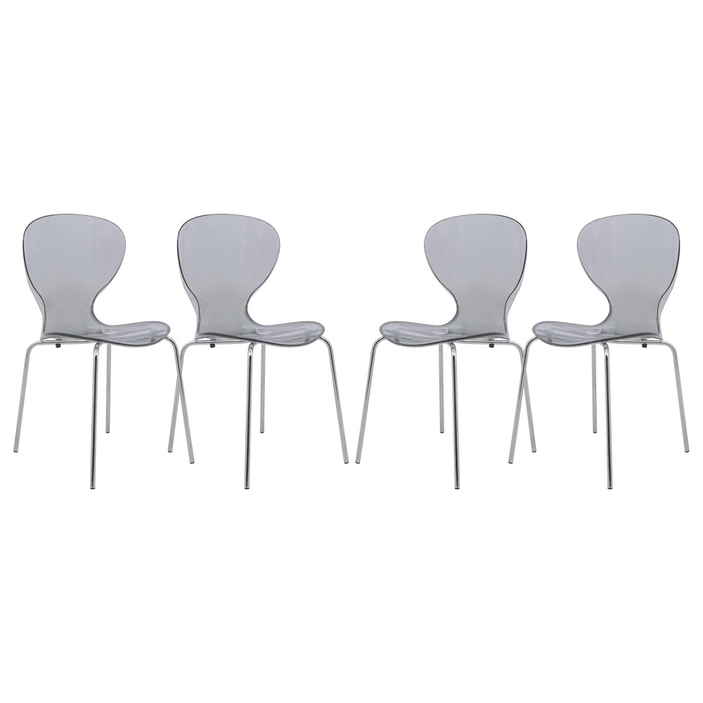 Leisuremod Carson Mid-Century Dining Side Chairs, Set Of 4 (Transparent Black)